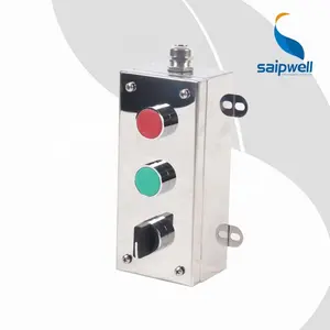 SAIPWELL IP65防水SUS304SUS316ステンレス鋼金属製コントロールボックスエンクロージャー、緊急停止ボタン付き