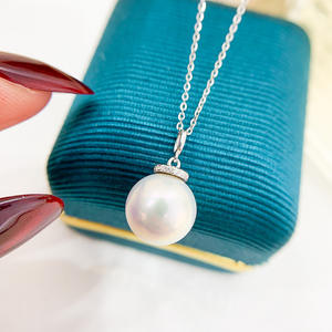 Pendentif en argent S925 WENCHI avec perles rondes de 9 à 12 mm, collier simple DIY et accessoires, modèle 10422, comprend un support pour accessoires - Product Image 2