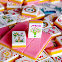 Jeu de tuiles de Mahjong classique américain Resort Gardens pour 4 joueurs, luxe, fleurs roses et oranges, jeu botanique, divertissement familial