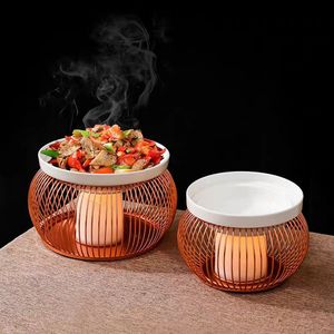 Runder Esstisch Keramik-Servierplatte mit Kerzenwärmer für Restaurant Hotel Künstlerische Atmosphäre Einzigartige Merkmale - Product Image 1