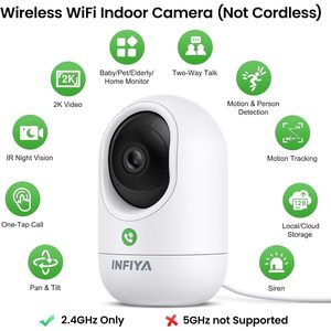 กล้องวงจรปิดภายในบ้าน Infiya 2K ความละเอียด 1080p Full HD 2MP สำหรับดูแลสัตว์เลี้ยงและเด็ก หมุนได้ 360 องศา พร้อมระบบติดตาม AI เพื่อความปลอดภัยในบ้าน - Product Image 2