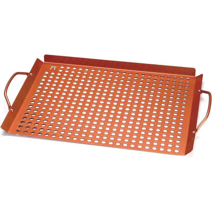 Outset QN71 Large Copper Non-Stick Grill Grid with Handles Premium Turning Tool