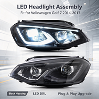 Phare LED DRL double U pour VW Golf 7 MK7 2014-2017, clignotant séquentiel, projecteur avant, mise à niveau pour modèles halogènes