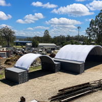 Dôme de conteneur 40x20 pieds (12x6m) avec structure en acier galvanisé et toit en PVC, abri d'entrepôt extérieur résistant au vent