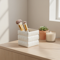 Boîte de rangement cosmétique portable en plastique PP, organiseur de pinceaux de maquillage, support anti-poussière pour pinceaux de maquillage, seau de rangement pour bureau