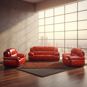 Luxe lederen bank Rode lederen bank van echt leer - Product Image 3