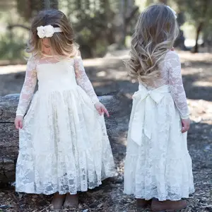 Boutique Flower Girls 'Kleid Neueste Design Flower Girl Kleider Hochzeit Kleinkind Kleider Kids White Dress