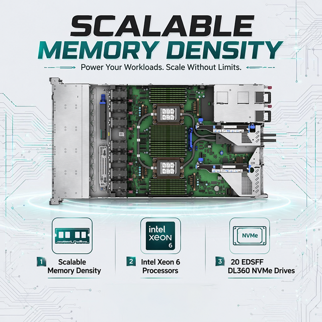 High-Density Dual Intel Xeon Scalable Processor HPE ProLiant Compute DL360 Gen12 Rackmount Network 1U Rack Server