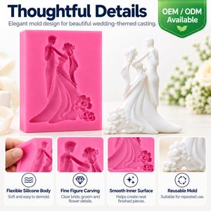 LA Bride and Groom Shaped Creative Eco-Friendly Stocked <b>Silicone</b> <b>Molds</b> DIY Gypsum Polymer Clay Fondant <b>Cake</b> Chocolate - Product Image 2