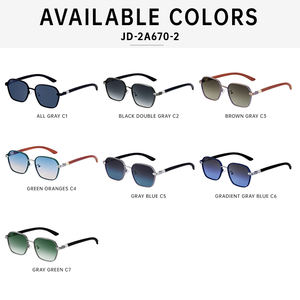 نظارات شمسية Partagas بتصميم كلاسيكي قديم وشعار مخصص وإطار معدني مربع وذراع بلون خشبي وحماية UV400 للرجال والنساء - Product Image 6