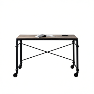 Escritorio de Oficina Oklarth de Roble Rústico con Acabado Negro, Diseño Moderno, Mueble Comercial Independiente - Product Image 1