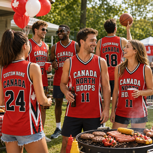 Maillot de basket-ball personnalisé Canada – Nom et numéro de l'équipe – Maillot de sport en mesh – Tenue d'ambiance d'équipe pour hommes, femmes et jeunes - Product Image 1