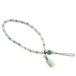 Cordon de téléphone court en jadéite naturelle du Myanmar, style bambou, tressé à la main, style chinois, pendentif féminin en jade CG35 - Product Image 5