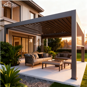 Pérgola de Aluminio Resistente de 3x6m, Gazebo con Techo Impermeable y Resistente al Viento, para Jardín, Barbacoa, Comedor, Patio, Familia, Naturaleza, LUMISONG - Product Image 4