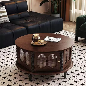 Vendita Diretta di Tavolini da Caffè Rotondi in Legno Color Noce, Set di Tavolini da Salotto in Legno Massello Stile Retrò Francese - Product Image 6