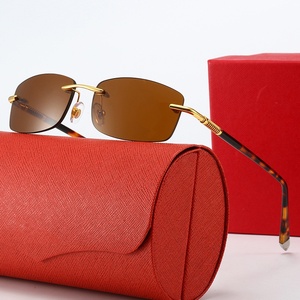 Nuevas Gafas <span class=keywords><strong>de</strong></span> Sol con Montura Metálica sin Marco y Patillas <span class=keywords><strong>de</strong></span> Resorte <span class=keywords><strong>para</strong></span> Hombre y Mujer, Diseño Cuadrado <span class=keywords><strong>de</strong></span> Lujo, Protección UV400, Marca <span class=keywords><strong>de</strong></span> Alta Gama <span class=keywords><strong>para</strong></span> Negocios y Automóvil - Product Image 2