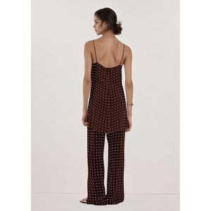 Conjunto de 2 Piezas para Mujer con Estampado de Lunares, Camisola sin Mangas de Chifón, Pantalones Tipo Túnica, Ropa Casual de Verano para Vacaciones, Viajes y Resort - Product Image 4