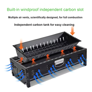 <span class=keywords><strong>Barbecue</strong></span> pliable en fer portable |   <span class=keywords><strong>Barbecue</strong></span> au charbon de bois compact pour le camping en plein air, les fêtes de plein air et les réceptions de jardin - Product Image 5