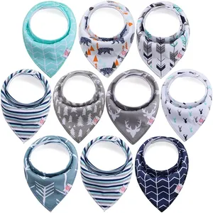 Trong Kho 10 Gói 100% Hữu Cơ Bông Thiết Kế Thời Trang Thấm Tùy Chỉnh Bộ Quà Tặng Bé Bandana Yếm