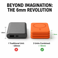 Batterie externe ultra-fine 5000 mAh 6 mm avec charge magnétique sans fil PD 15W Type C à charge rapide pour appareils mobiles