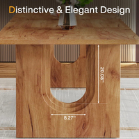 Table à manger moderne à double piétement avec pieds en forme de traîneau, table de cuisine en bois composite pour 8 à 10 personnes, fournisseur en gros