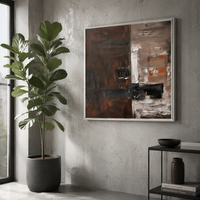 Peinture à l'huile abstraite faite à la main, art mural contemporain sur toile, cadre flottant tendu, décoration intérieure pour salon