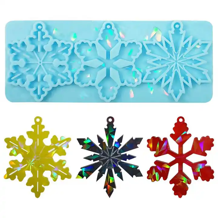 holographic resin christmas snowflake silicone mold