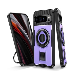 Étui de téléphone portable hybride antichoc magnétique rotatif à 360 degrés avec support métallique en TPU souple et anneau de doigt pour Google Pixel 9A 9 Pro XL - Product Image 1