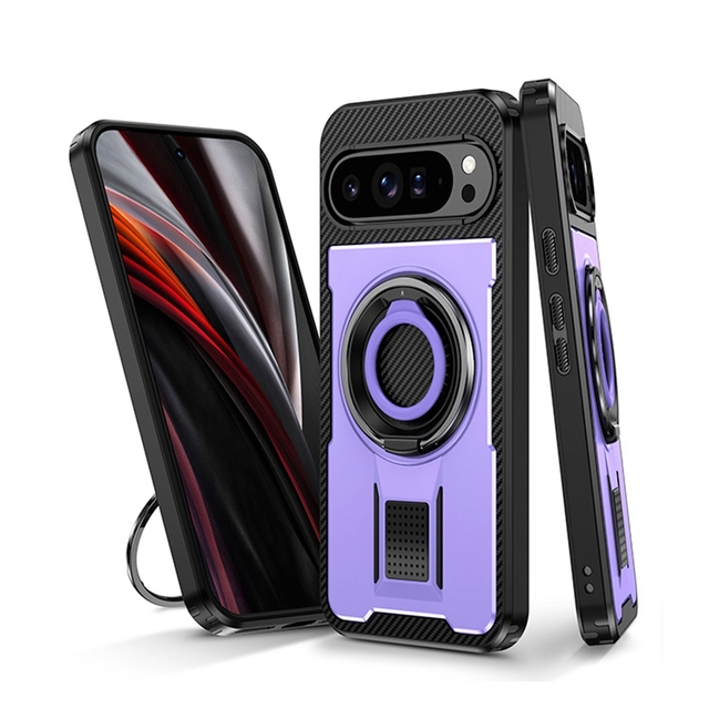 Shockproof Hybrid Magnetic 360 Rotating Metal Stand TPU Soft Finger Ring Armor Cell Phone Case for Google Pixel 9A 9 Pro XL