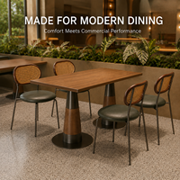 Table et chaises de salle à manger commerciales, style élégant, robustes et durables, plateau en bois massif pour café, bistrot, design gain de place