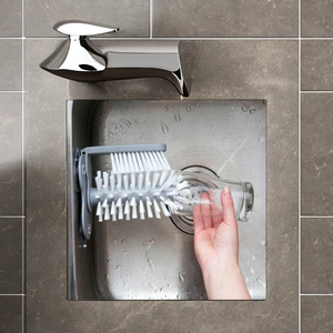 Brosse de nettoyage Sunshine Kitchen Tool en <span class=keywords><strong>plastique</strong></span> pour évier, bouteilles, verres, tasses à ventouse murale, tasses paresseuses et tasses à thé rotatives - Product Image 3