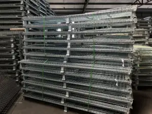 Metal Wire Mesh Foldable Cage For Transportation In Workshop Storage Basket