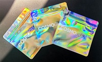 Sacs zip-lock holographiques cosmétiques de luxe en Mylar pour sac d'emballage de soins de la peau sac à fermeture éclair PE alimentaire personnalisé impression gravure accepter