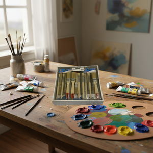 Paint Brushes Set 12Pcs Wooden Handle With Red Tip For Painting And Artwork - Product Image 2