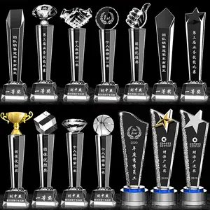 Jy Goedkope Prijs Hoogwaardige Gratis Ontwerp Kristallen Trofee Custom Glas Awards Trofeeën
