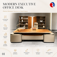 Bureau de direction professionnel avec une large surface de travail, des rangements latéraux et un design de bureau minimaliste