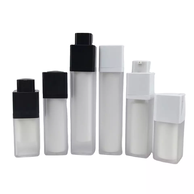 China 15ml 30ml 50ml Twist up square Airless Pump Cosmetic Lotion Serum Bottle