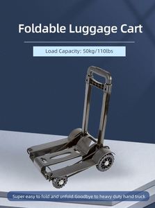 Trolley Folding Luggage Cart Mini Storage Wagon Dolly 50kg Capacity Wear-resistant PU Wheels Personal Travel Auto Moving Cart - Product Image 5