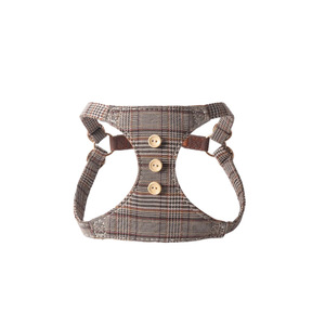 Harnais de luxe pour animaux de compagnie, extensible, style britannique, à boutons, motif écossais, gilet de promenade pour petits chiens - Product Image 6