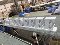 Enseigne lumineuse à lettres canal LED en acier inoxydable, panneau acrylique 3D personnalisé, éclairage frontal, sans cadre, étanche IP65, fixation murale, garantie 2 ans