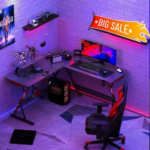 L Shaped Gaming Desk Gaming Computer Desk L Shape With Carbon Fiber Surface Gamer Desk Gaming Table With Monitor Shelf