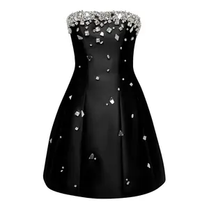 Lujo Dubai negro con cuentas vestido de noche para mujeres 2024 elegante Rosa árabe boda cumpleaños fiesta vestidos formales Sf133