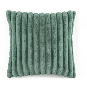 Custom Wholesale Supplier Seat Waist Pillowcase Fashion Rabbit Stripe Fur Cushion Home Decoration