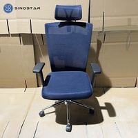 Chaise de bureau ergonomique contemporaine avec dossier et appui-tête en maille respirante réglables pour une utilisation en atelier, soutien personnalisé et confortable