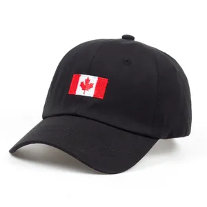 Low moq high quality Canada flag customised cotton promotional custom embroidered logo plain dad cap hat