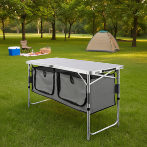 Mesa Plegable para Camping, Marco de Aluminio y MDF, 3 Ajustes de Altura, para Picnic, Barbacoa, Viajes en Autocaravana - Product Image 2