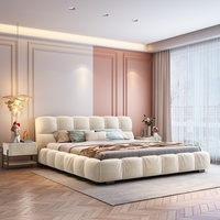 Tempat Tidur King-size Modern Berbahan Suede dengan Rangka Kayu Solid yang Tahan Lama dan Pelapis Lembut untuk Kamar Tidur Utama