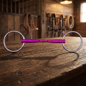 Bridon Baucher à double articulation en titane rose Tough Tack TT-PTB-001 avec emballage personnalisé - Product Image 4