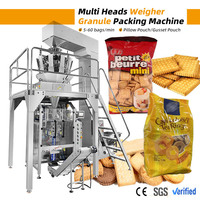 Machine d'emballage verticale automatique VFFS pour sachets à soufflets, granulés, craquelins, biscuits et mini-biscuits