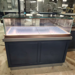 High-End luce blu LED vetrina di vetro orologio chiudibile a chiave per la vendita al dettaglio gioielleria profumeria <span class=keywords><strong>Design</strong></span> alluminio - Product Image 4